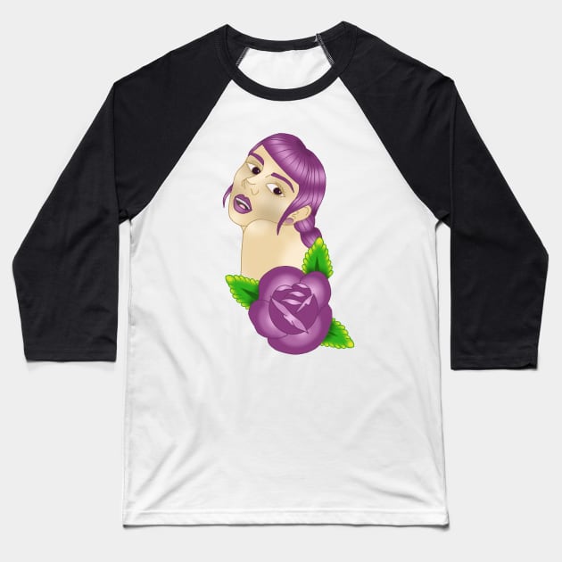 Purple girl Baseball T-Shirt by lizajambalaya